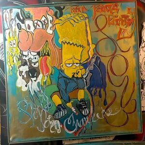 Bart Simpson, sad art painting 1 of 1 real art hand painted hand made. SBO,iYWi.